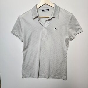 J.Lindeberg Women's Alaya Jaquards Short Sleeve White Polo Large